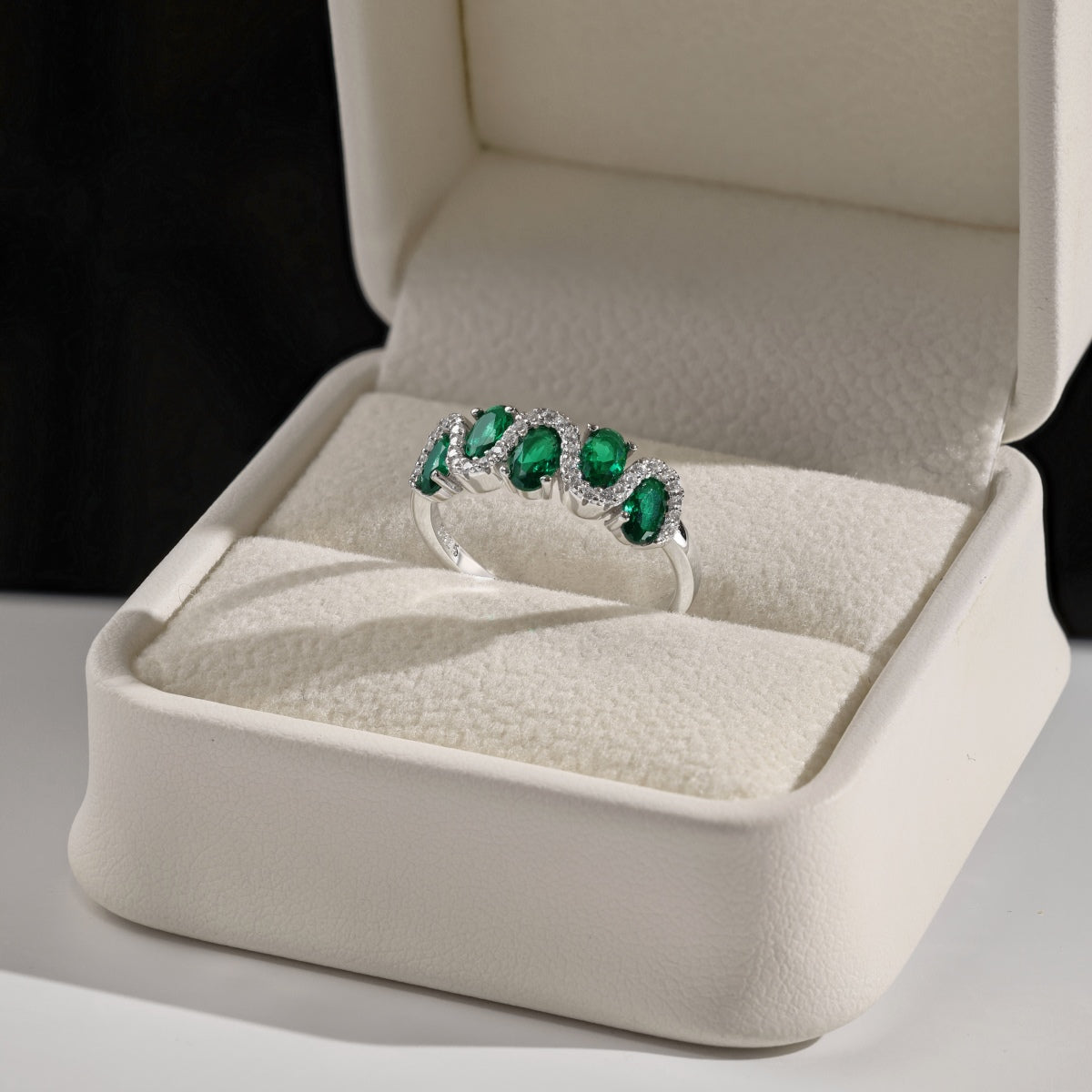 Serpentine Green Zircon Band