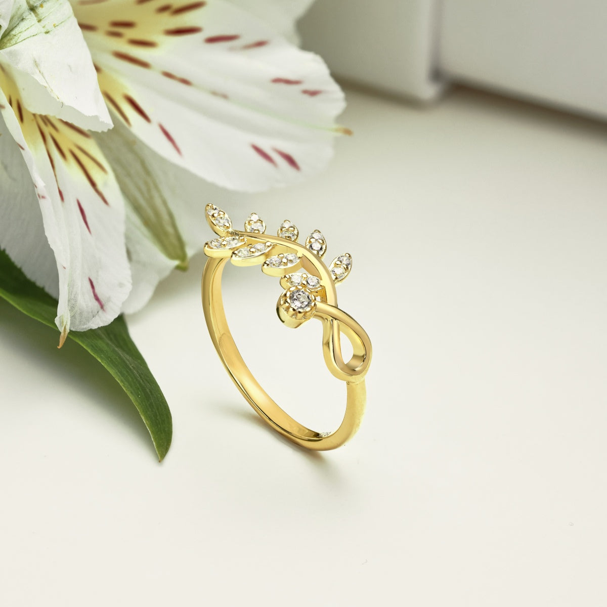 Nature's Grace Leaf Zircon Ring