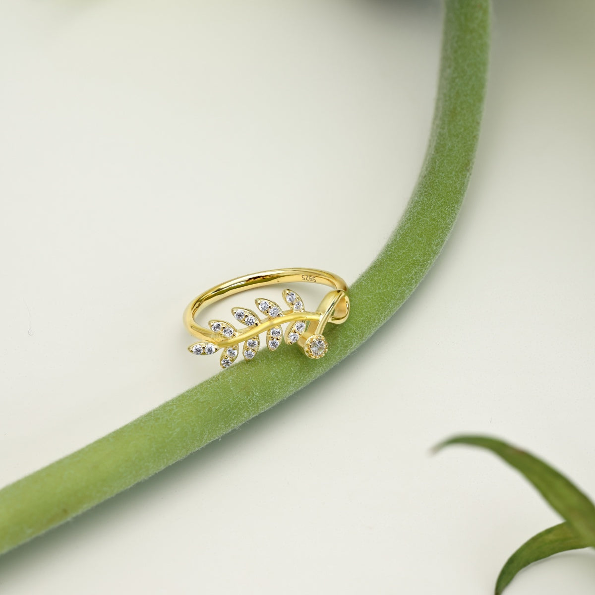 Nature's Grace Leaf Zircon Ring